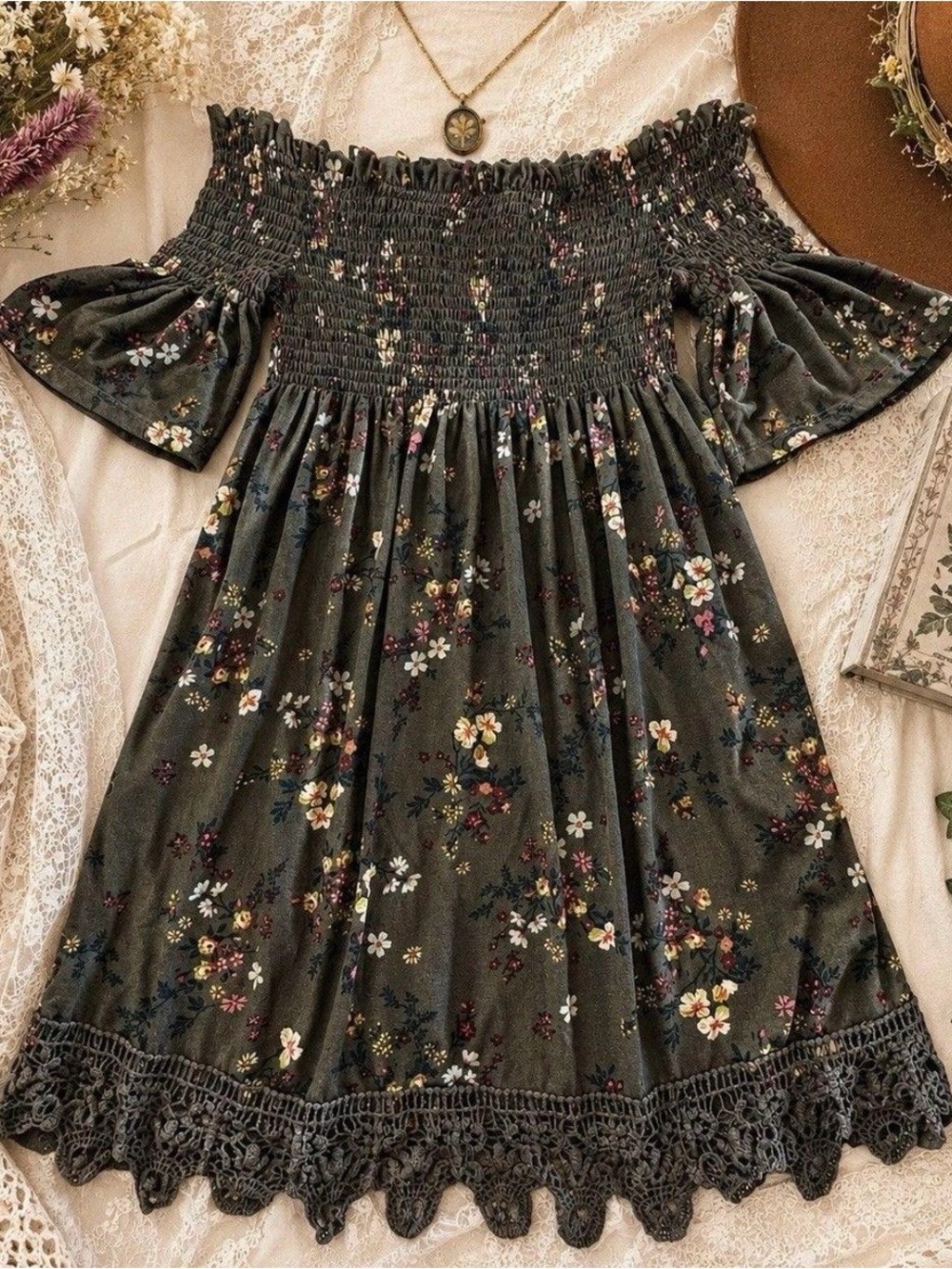 Xhilaration | Smocked Floral Off-Shoulder Mini Dress